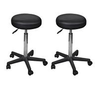 Gatherant Lot de 2 tabourets de bureau en cuir synthétique avec roulettes réglables en hauteur pour bureau à domicile, bureau et conférence Noir 35,5 x 84 cm