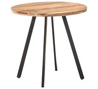 Gatherant Table à manger 80 cm en bois d'acacia massif avec cadre en fer noir et plateau extensible pour salle à manger, cuisine et restauration, meuble durable, fabriqué à la main, robuste et