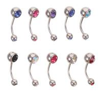 GATHINESS 10 Pièces Anneau de Nombril en Zirconium, Bijoux de Piercing Corporel, Acier Inoxydable, pour Sourcils et Nez, Art du Piercing, Style Délicat Simple