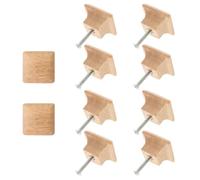 GATHINESS 10 Pièces Bouton de Placard en Bois Massif à Trou Unique, Carré