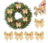 GATHINESS 12 Pièces Lot de Set de Décorations de Noël à Suspendre en Ruban Satin Doré, Nœuds de Noël Délicats pour Décoration Sapin et Autres Lieux Festifs
