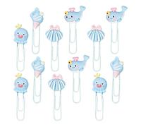 GATHINESS 12 Pièces Trombones Animaux Marins Marque-pages Créatures Marines Métal Pvc Lot de Set de Formes Coquillage Pieuvre Baleine, École Bureau, Garçon et Filles Lecteurs