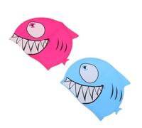 GATHINESS 2 Pièces Bonnet de Bain en Silicone Unisexe Forme Requin pour Garçon et Filles, Imperméable et Doux Cuir Chevelu, Leçons de Natation Plage