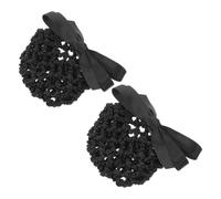 GATHINESS 2 Pièces Filet à Cheveux Snood en Maille Élastique Noir avec Nœud pour Chignon, Accessoire Coiffure Professionnel en Polyester, pour Personnel Hôtelier et Infirmières