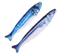 GATHINESS 2 Pièces Poisson-Chat en Peluche Bleue, Son pour Chats Attentifs | Catnip pour Jeu, Stimule L’attention, Aide à Détourner Griffures, Format Poisson, Usage Intérieur, Bleu