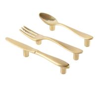GATHINESS 3 Pièces Bouton de Meuble en Alliage de Zinc, Style Européen Doré | Forme Fourche, Couteau et Cuillère, Finition Lisse Polie, pour Armoires et Tiroirs de Commode