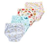 GATHINESS 4 Pièces Pantalon D'apprentissage Lavable en Coton 6 Couches de Tissu, Couche Intérieure Imperméable, pour Bébés de 0 à 18kg, Confortable et Respirant
