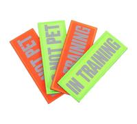 GATHINESS 4 Pièces Patch Réfléchissant pour Harnais Chien, Écusson Imprimé pour Collier de Harnais, Nylon, Fixation Simple, Haute Visibilité Nocturne, Lot pour Promenades de Nuit