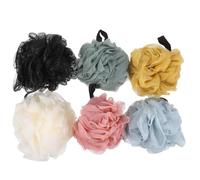 GATHINESS 6 Pièces Éponge de Bain Exfoliante en Maille Dense Corde Suspendre, Pouf Polyester Pe Mousse Riche et Nettoyage Doux