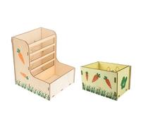 GATHINESS Accessoire pour Petits Animaux 2 Pièces Distributeur de Nourriture et Râtelier à Foin Fixe pour Lapins et Cochons d'Inde en Cage Intérieure