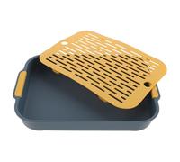 GATHINESS Bac à Litière Rectangulaire Anti-retournement pour Petits Animaux, Plastique Solide, Couleur Bleu Océan, Toilette pour Lapins, Cobayes et Hamsters, Accessoire Hygiène Cage