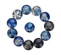 GATHINESS Bleu Patch de Verre Lot pour Bijoux DIY Rond, 20 Pièces | Verre, Dos Plat, 12mm, Décoratif, pour Crafts et Picture, Compatible Bijoux et Cuff Link Couleur Aléatoire