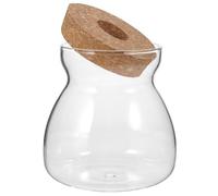 GATHINESS Bocal Terrarium en Verre pour Micro-Paysage, Décoration Chambre ou Bureau, Pot en Verre et Bois, pour Contenir des Boules de Mousse Paysage Miniature