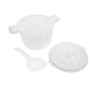 GATHINESS Boîte à Déjeuner Ronde pour Micro-ondes avec Poignées, en Plastique Blanc, Cuiseur à Riz Pratique et Bol à Soupe pour Usage la Maison L'hôpital