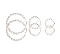 GATHINESS Boucles d'Oreilles Créoles Perlées Rondes 3 Paires, Lot Post Argenté, pour Usage Quotidien à L'École Travail