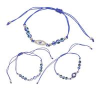 GATHINESS Bracelet à Perles Œil Protecteur 3 Pièces en Alliage Bleu | Célébration Halloween, Bracelets pour Femmes et Mère, Wax String, Fête et Parties, Touche de Mystère
