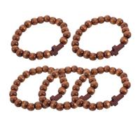 GATHINESS Bracelet en Bois Marron Croix, Accessoire Dévotionnel Rustique et Élégant pour Hommes et Femmes, Lot de 5 Pièces pour Anniversaires