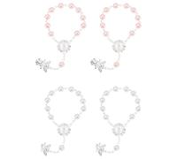 GATHINESS Bracelets de Baptême avec Pendentif Ange Argenté en Acrylique 4 Pièces Décorations de Baptême Haute Résistance pour Shower et Première Communion