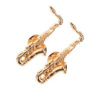 GATHINESS Broche Saxophone Dorée en Alliage 2pcs pour Paquet et Pulls, Accessoire Unique pour Passionnés de Musique et Performances Scène