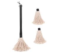 GATHINESS Brosse à Barbecue en Bois de Caoutchouc 2 Têtes de Rechange, Brosse à Badigeonner en Coton pour Cuisson, Accessoire pour Barbecue en Extérieur Style Aléatoire