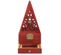 GATHINESS Brûleur de Parfum en Bois Marron Forme Pyramide avec Tiroir Décoration de Bureau et Chambre Brûleur de Parfum Orné