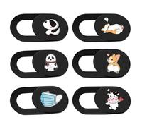 GATHINESS Cache-Webcam pour Ordinateur Portable et Tablette Lot de 6 Pièces Design Deux Pièces à Clipser Coulissant en ABS Protection Vie Privée, Motif Cartoon Adorable pour Entreprises