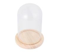 GATHINESS Couvercle en Verre Transparent pour Fleurs Socle en Bois, Design Dôme Solide, pour Artisanat DIY Micro Paysage et Décoration Saint-Valentin