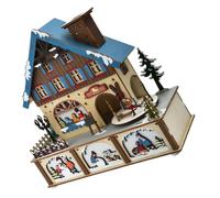 GATHINESS Décoration de Bleu Maison Lumineuse avec Lumière Chaude et Artisanat Fin pour Village Rustique et Affichage de Ferme Pendant Fêtes d'hiver