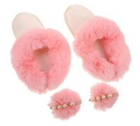 GATHINESS Doublure de Chaussures D'hiver en Peluche Rose, Protection Complète et Coupe-vent, Design Détachable avec 2 Pompons, pour Randonnée et Usage Intérieur