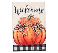 GATHINESS Drapeau de Jardin Automne Double Face en Lin Citrouille et Nœud, Décoration Extérieure pour Jardin et Véranda, Style Unique et Coloré