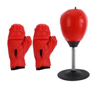 GATHINESS Ensemble de Boxe avec Ballon de Vitesse Rouge en PU et Acier Inoxydable, Moufles Inclus, Ballon de Réaction Portable pour Entraînement à Domicile des Garçon et Filles