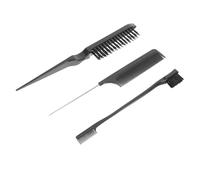 GATHINESS Ensemble de peignes durables Peignes de queue à pointe multifonction en plastique et acier inoxydable 1Set noir pour coiffure DIY à la maison avec brosse à sourcils double embout