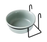 GATHINESS Gamelle Suspendue pour Animaux en Céramique 360ml avec Support Réglable en Hauteur, Bol d'eau Rond pour Chien et Chat, Accessoire Pratique pour Cage ou Intérieur