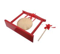 GATHINESS Gong de Bureau Traditionnel en Laiton avec Maillet, Support en Bois, Rouge, Design Stable, pour Ouverture D’entreprise et Grosse Inauguration