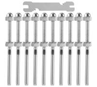 GATHINESS Kit de Garde-corps à Câbles en Acier Inoxydable Argenté, 10 Pièces, Raccords Sertis Filetés pour Poteaux en Aluminium et Acier, Résistant aux Intempéries pour Garde-corps