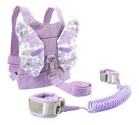 GATHINESS Laisse de Sécurité pour Garçon et Filles Harnais Papillon Pourpre en Coton et Polyester, Bracelet Spirale 360°, Assurant la Sécurité et Liberté de Mouvement en Extérieur