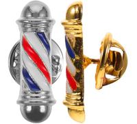GATHINESS Lot de 2 Broches Créatives en Alliage de Poteau de Barbier, Épingle Décorative Dorée et Argentée pour Salon de Coiffure, Accessoire Élégant pour Vêtement et Pull, Présent Coiffure