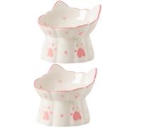 GATHINESS Lot de 2 Gamelles Surélevées en Céramique 2 Pièces Protection du Cou Bol Incliné pour Chat et Chiot Anti-Renversement Bol Alimentaire Réutilisable pour Animaux de Compagnie