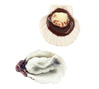 GATHINESS Lot de 2 Modèles Décoratifs Réalistes D’huîtres et Coquilles Saint- en Plastique, Jouets Cuisine pour Garçon et Filles, Accessoires Photo pour Décor de Restaurant et Jeu de Rôle