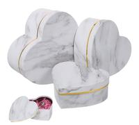 GATHINESS Lot de 3 Boîtes Présent en Carton Forme de Cœur Motif Marbre, Coffret D’emballage Vide pour Mariage et Fêtes, Boîtes à Bonbons et Présents Décoratives, Taille Moyenne, Blanc