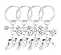 GATHINESS Lot de 4 Porte-clés Décoratifs Patinage sur Glace en Alliage de Zinc, Forme Patins à Glace Argentés Flocon de Neige, Souvenirs Sportifs pour Paquet à Dos et Accessoires Féminins