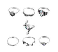 GATHINESS Lot de 7 Bagues Décoratives Serpent en Alliage Solide, Bagues Vintage Ajustables pour Femmes, Accessoires pour Bijoux Quotidiens et Événements