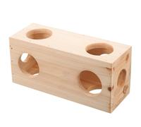 GATHINESS Maison Tunnel en Bois pour Hamster, Cachette à Dix Trous | Surface Lisse Polie, Installation Simple et Sûre, pour Jeu et Repos, Beige, Chinchilla