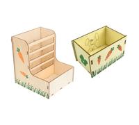 GATHINESS Mangeoire à Lapins 2 Pièces Râtelier à Foin et Bol Carré Fixe Adaptée pour Accessoires Cage Lapin Intérieur et Alimentation Paille