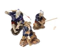GATHINESS Ornements de Pêcheur en Céramique Décorations Sûres 3 Pièces Non Décolorantes Plusieurs Styles pour Aquarium et Jardin pour Figurines Décoratives de Poisson Plusieurs Styles