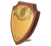 GATHINESS Plaque Bois Forme de Bouclier pour Récompense Décoration Personnalisable avec Gravure pour Honorer Les Mérites et Célébrer la Retraite
