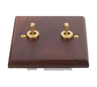 GATHINESS Plaque D'interrupteur à Bascule Résistante aux Rayures Vintage en Bois Marron 86 Type Double Commandes Murale Facile à Installer pour Décoration Rustique Maison Cuisine