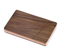 GATHINESS Porte-Cartes de Visite en Bois de Noyer Compact, Design Simple et Durable, Boîte Magnétique Portable pour Cartes d'affaires, Cadeau pour Agents Immobiliers et Professionnels