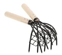 GATHINESS Râteaux à Coquillages en Acier Carbone 2Pcs Filet, Manche en Bois Antidérapant, Outil de Fouille pour Ramassage Palourdes et Huîtres, Utile Plage et Marée Basse