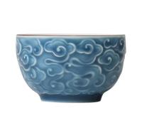 GATHINESS Tasse à Thé en Céramique Bleu Relief Nuage Xiangyun, Grosse Capacité, Texture et Résistance Chaleur, pour Bureau
